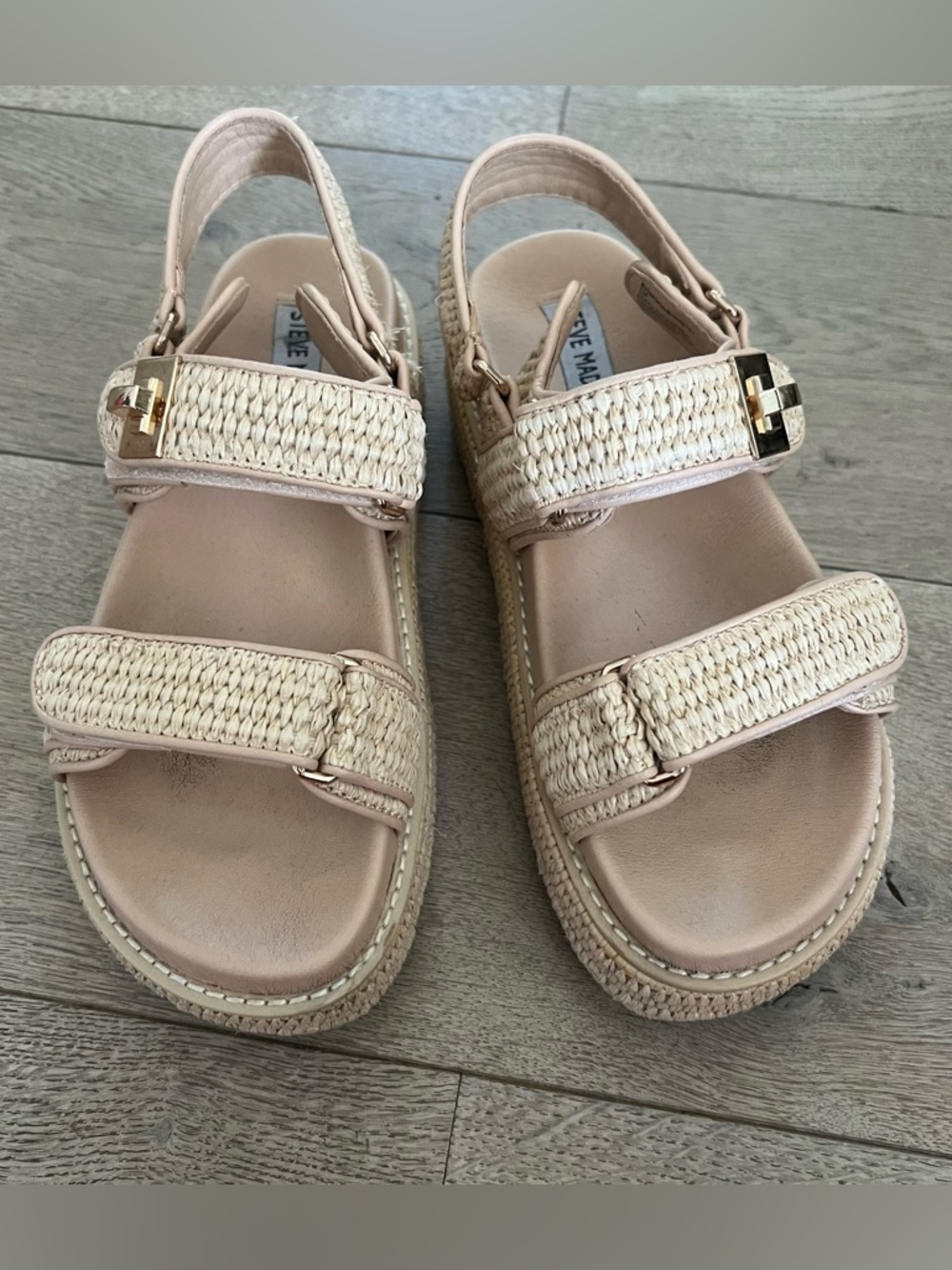 Steve Madden Bigmona Natural Raffia platform sandals